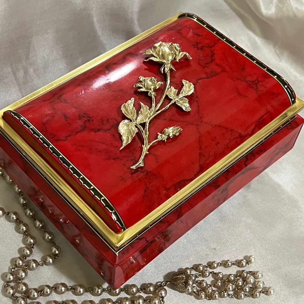 Vintage Red and Gold Decorative Box